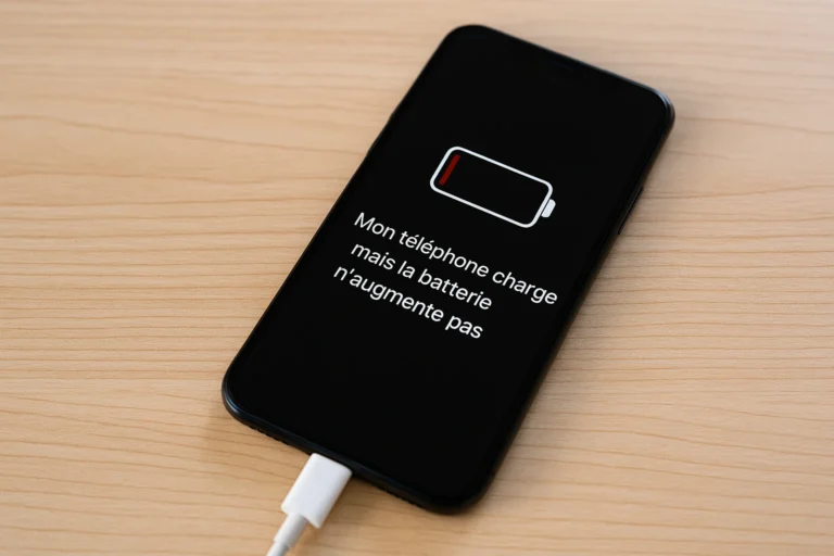 Smartphone en charge avec batterie qui n’augmente pas, problème courant de recharge