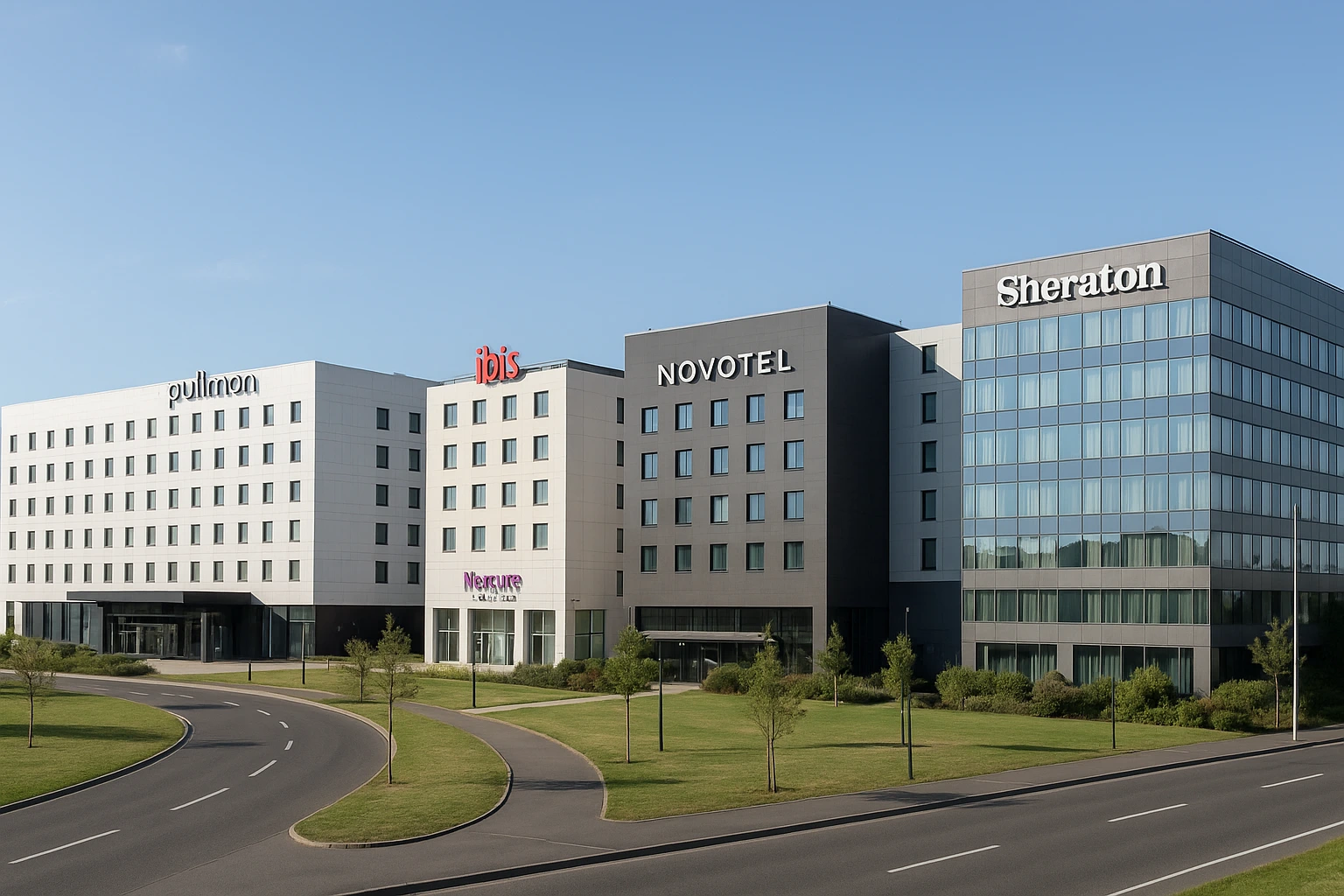 Vue des hôtels proches de l’aéroport Roissy Charles de Gaulle