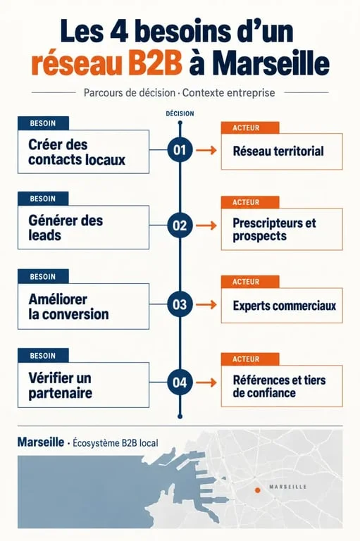 Visualisation des choix pour un b2b-network-entreprise à Marseille selon l’objectif commercial