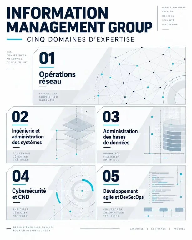 Infographie des expertises techniques d’Information Management Group